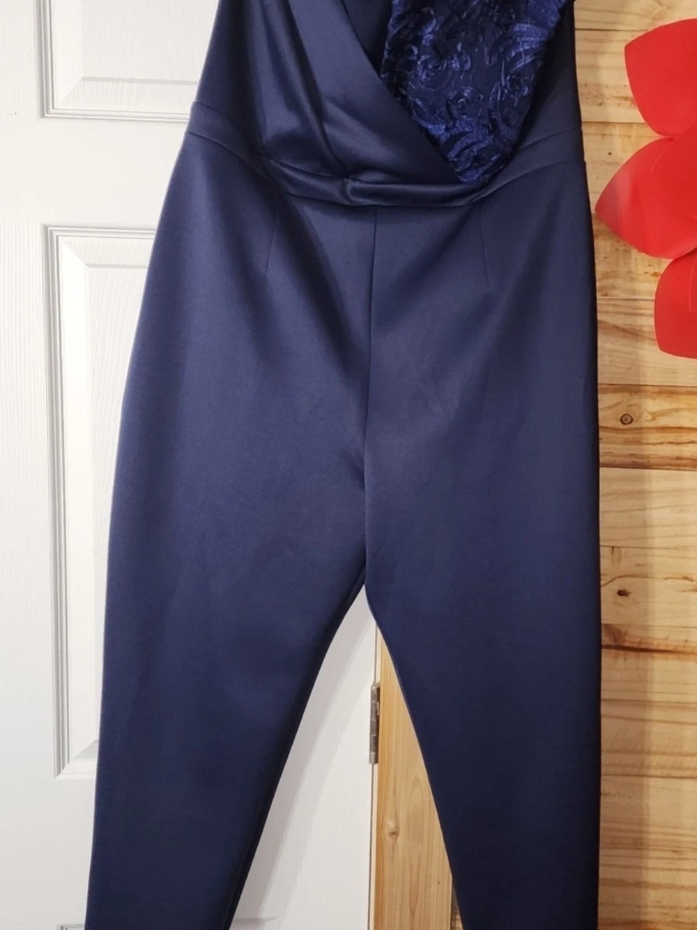 ASOS Navy Plus Size Evening Wrap-Front Jumpsuit